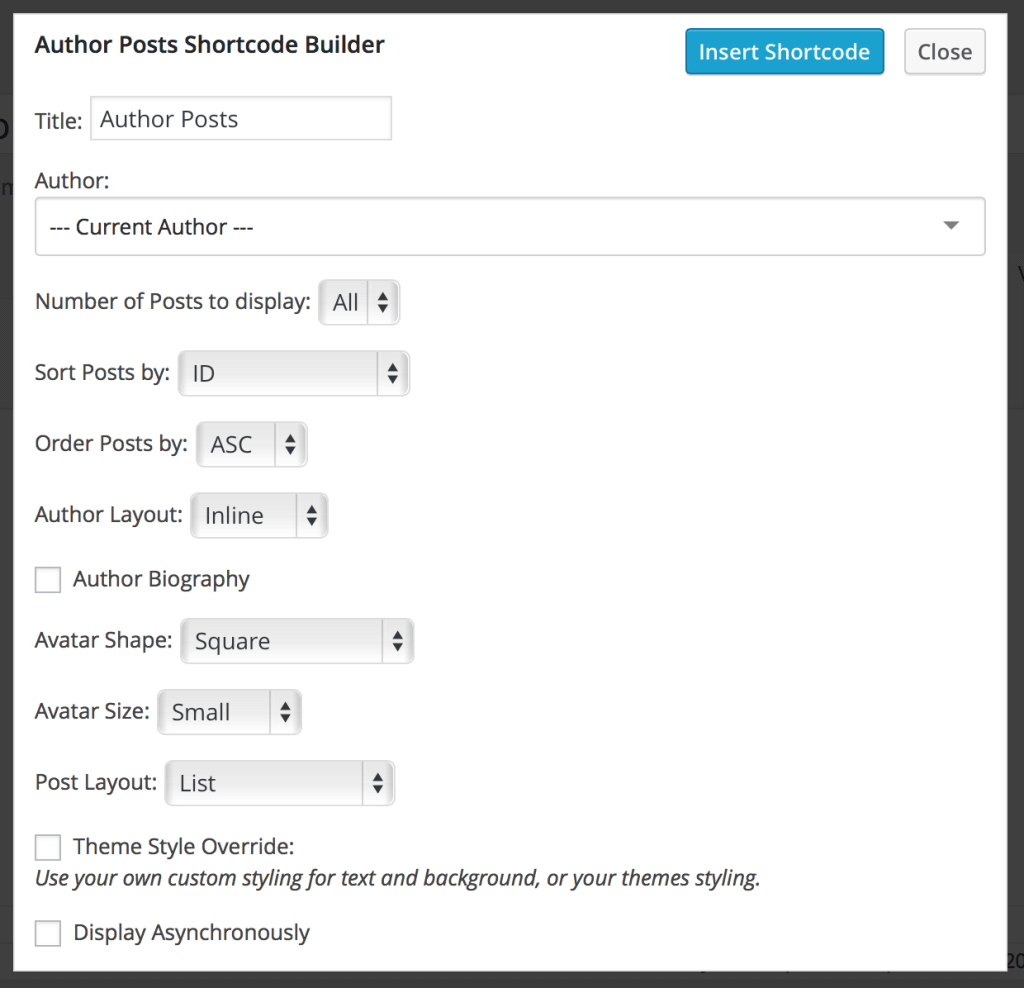 author-posts-shortcode-builder