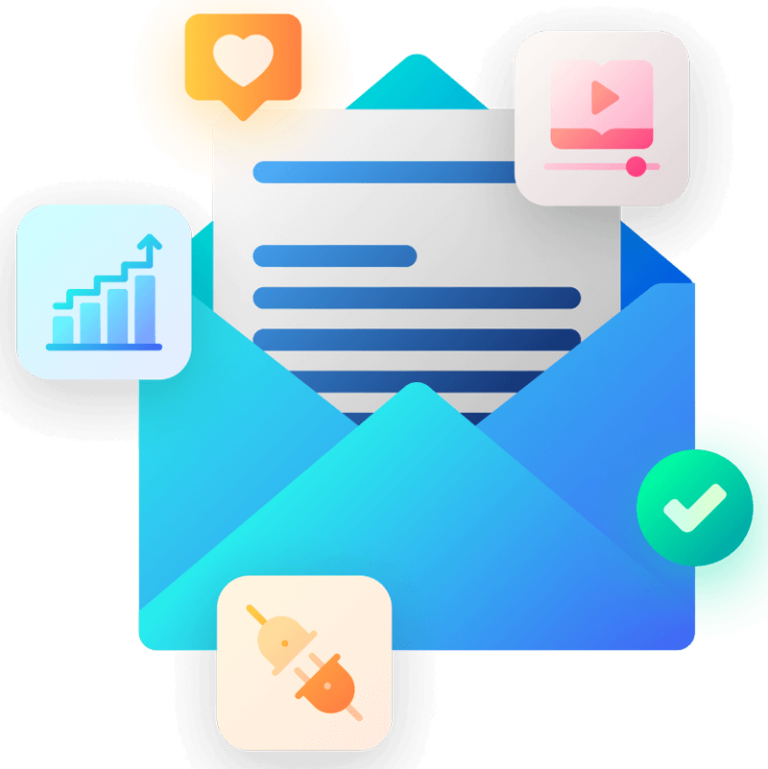 Envelope with other newsletter icons
